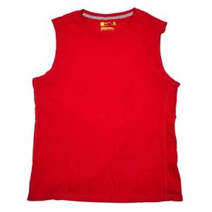 Xersion Muscle Tank Mens Large Red Xtreme Cotton Solid Jersey Sleeveless Shirt